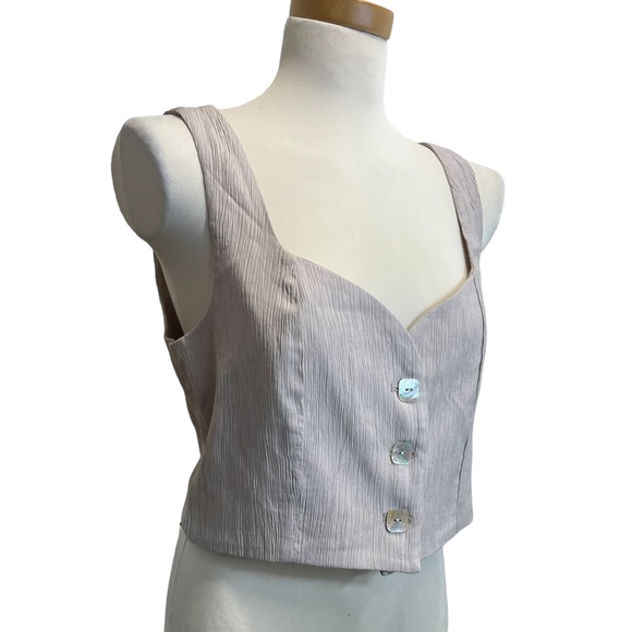 Jason Wu Beige/Gray Button Down Vest Akoya Shell Buttons - Picture 4 of 10